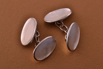 Silver Modern Cufflinks With Mother-Of-Pearl