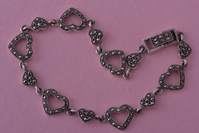 Silver Modern Heart Bracelet With Marcasite