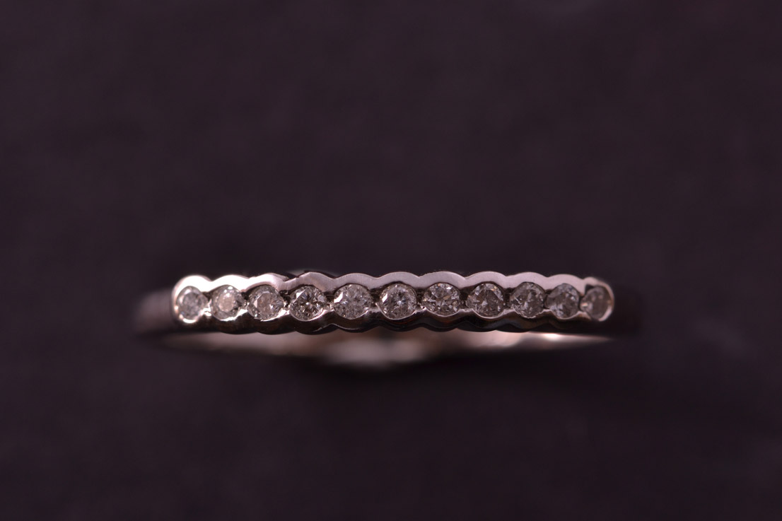 9ct White Gold Modern Ring With Diamonds