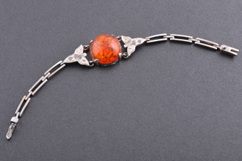 Silver And Amber Retro Bracelet