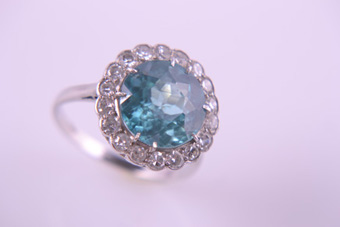 Zircon Diamonds Gold Ring