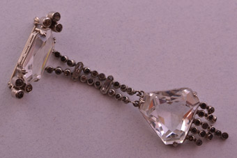 Art Deco Brooch With Rock Crystal And Marcasite