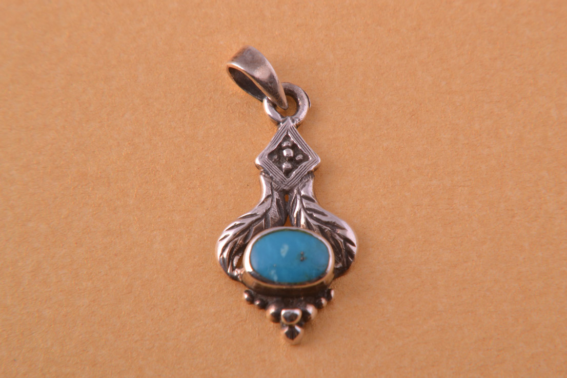 Silver Modern Pendant With Turquoise