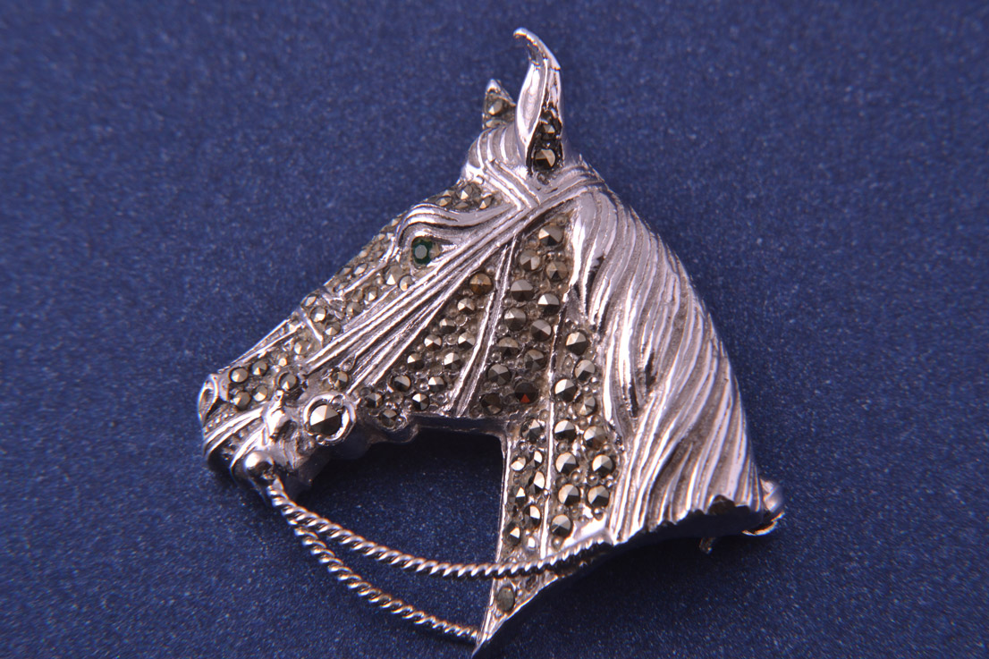 Vintage Horse Brooch With Marcasite