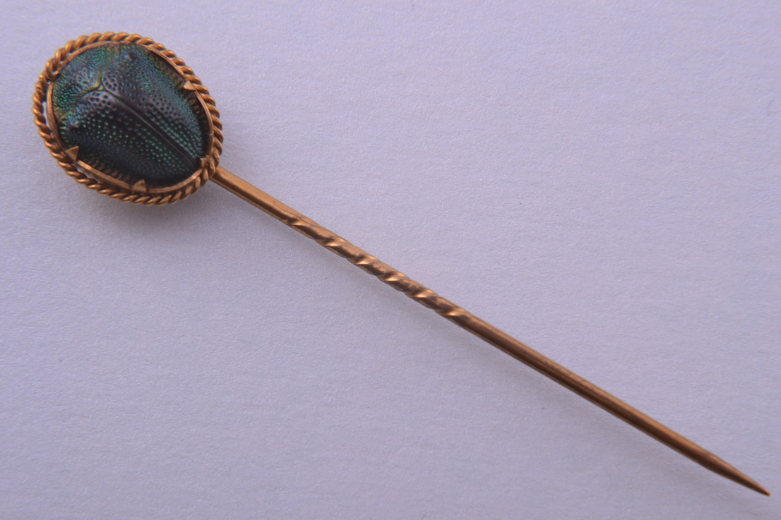 Gold Plated Stick Pin With A Scarab Beetle