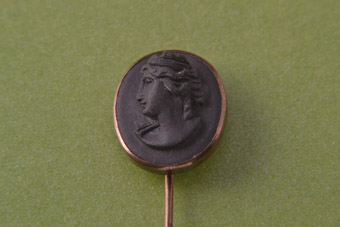 Gilt And Lava Victorian Stick Pin With Cameo