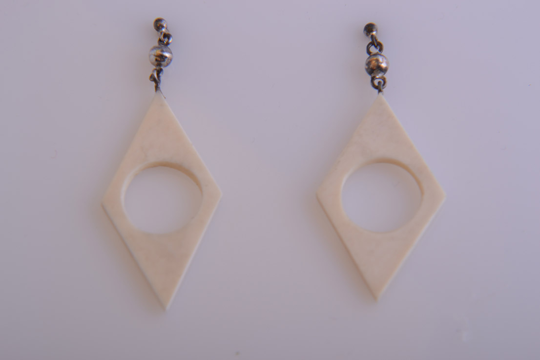 Silver And Ivory Vintage Earrings From Africa
