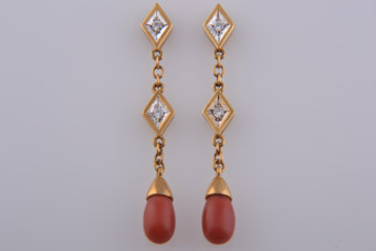 Gold And Coral Earrings