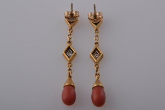 Gold And Coral Earrings