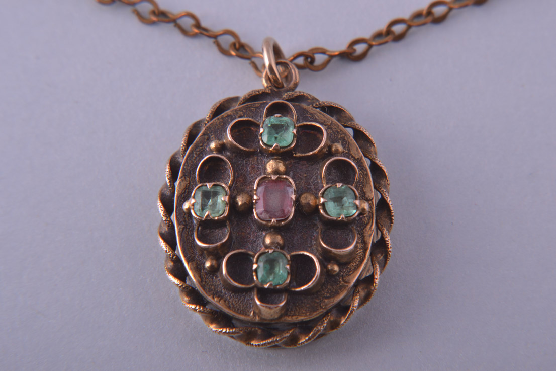 Silver Gilt Victorian Pendant With Emeralds
