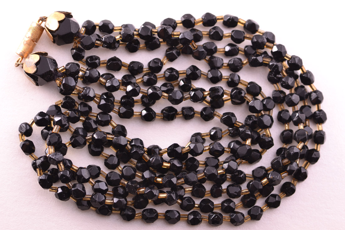 Multi-Strand Necklace With French Jet Beads