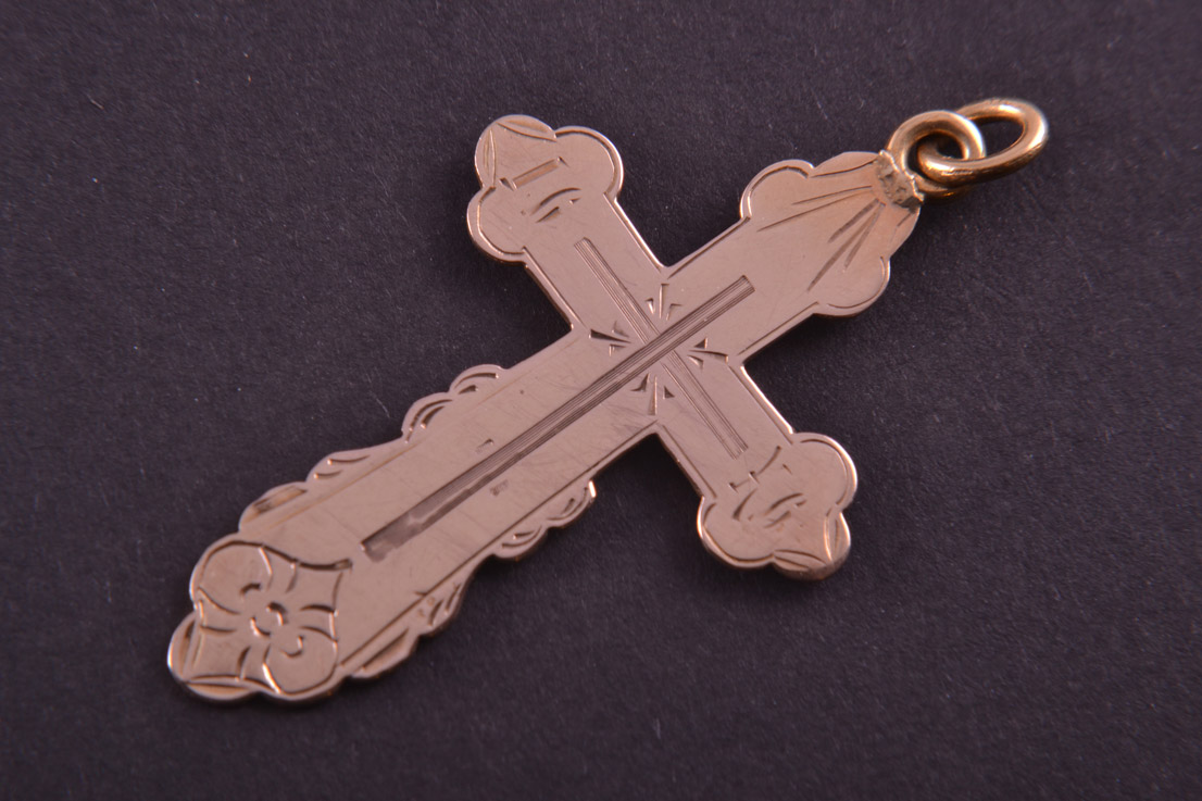 9ct Rose Gold Vintage Cross With Engraving