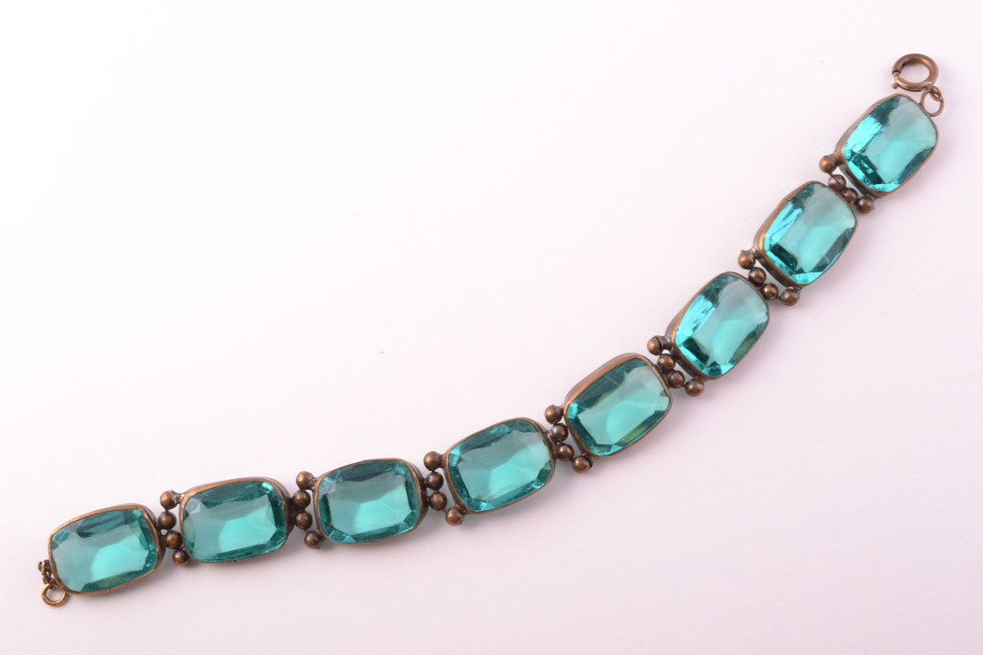 Gilt 1930's Bracelet With Glass Stones