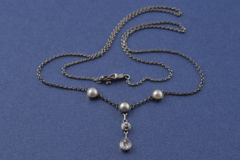 Gold And Silver Edwardian Necklace With Diamonds And Pearls