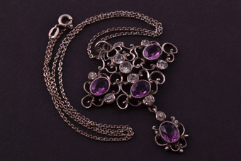 Silver Victorian Pendant With Paste