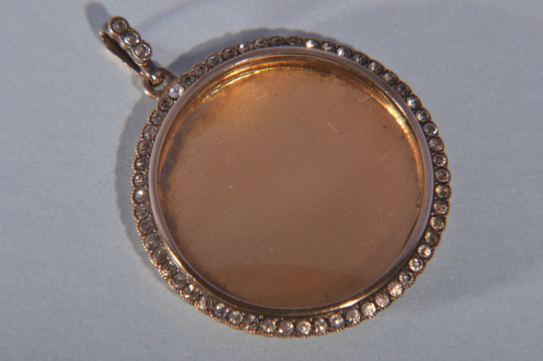Silver Gilt Victorian Locket With White Paste