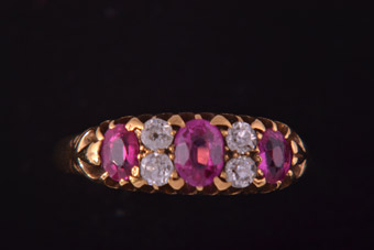 18ct Gold Victorian Ring With Rubies And Diamonds