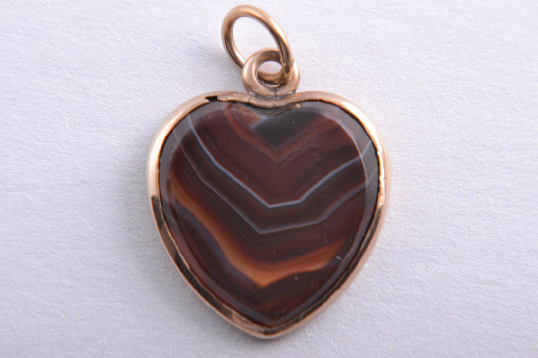 Victorian Charm / Pendant With Banded Agate