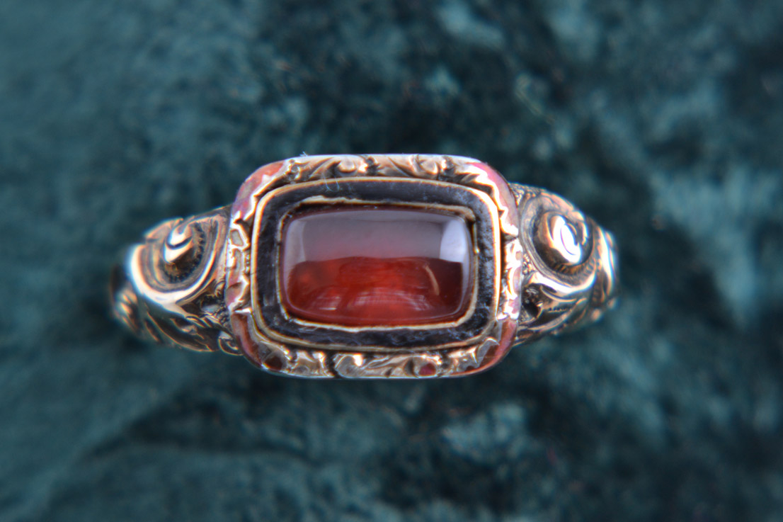 Gold Victorian Ring With Garnet