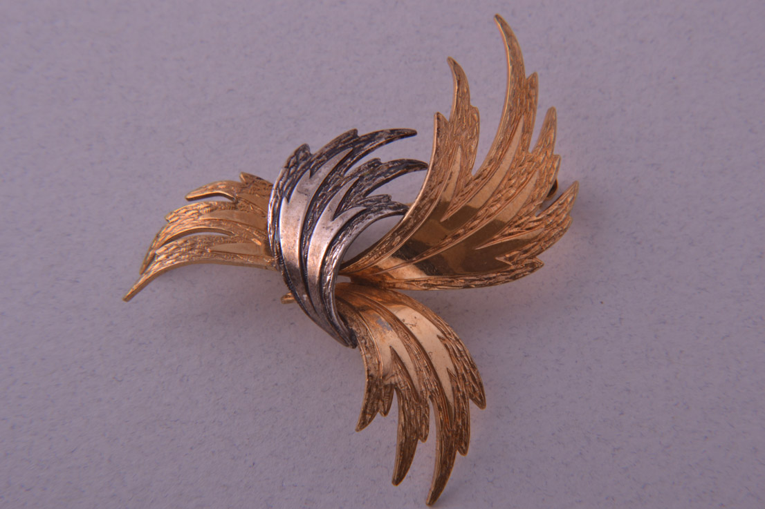 Rolled Gold Retro Two-Tone Brooch