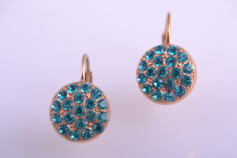 Modern Hook Earrings With Aqua Blue Crystals