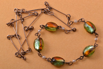 Necklace With Venetian Glass And Faux Pearls
