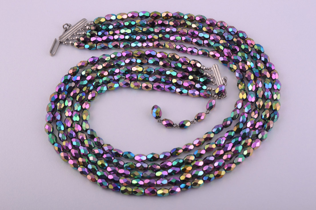 1950's Necklace With Rainbow Glass Beads