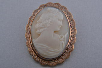 9ct Rose Gold Vintage Brooch With A Carved Cameo