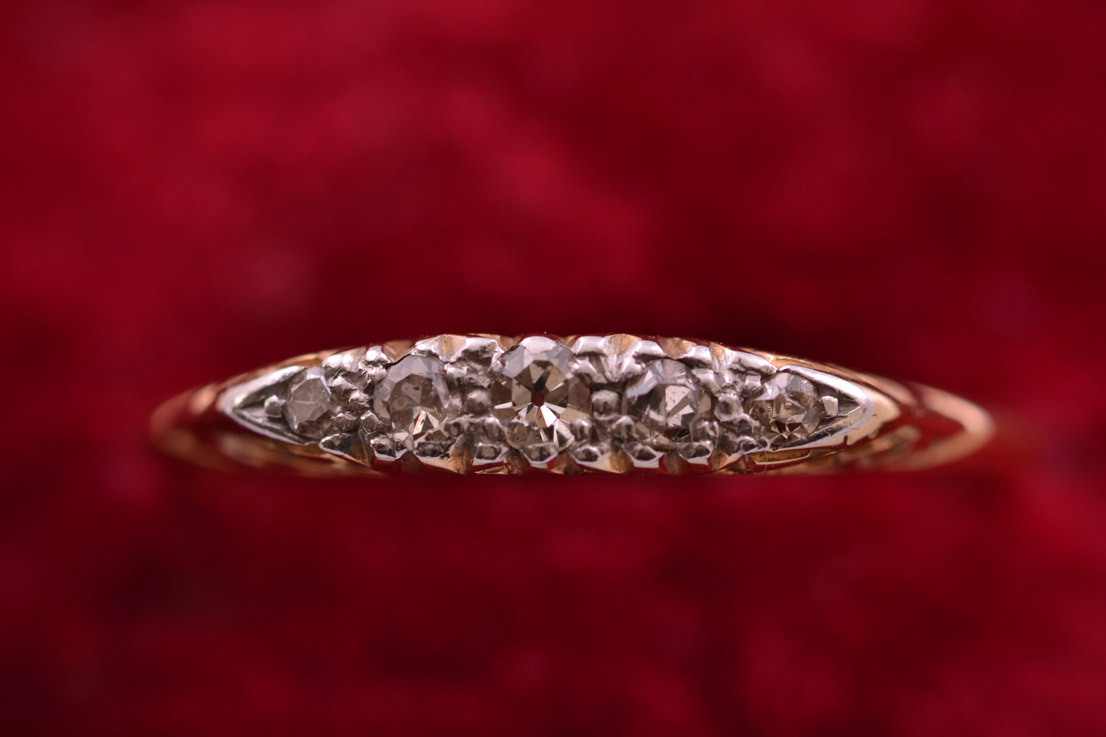 Yellow Gold Victorian Gypsy Ring With Diamonds
