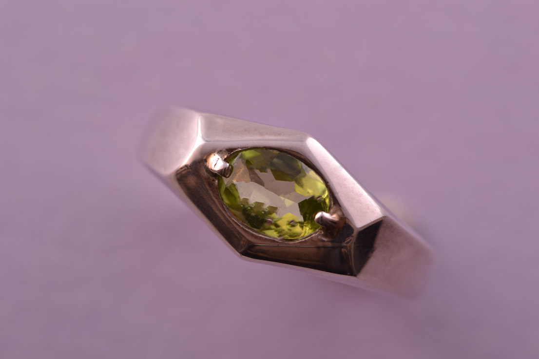 Silver Modern Ring With Peridot