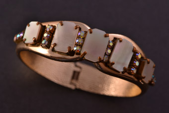 Spring Bangle With Mother-Of-Pearl And Paste