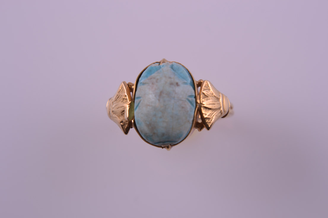 18ct Yellow Gold Scarab Ring With Hieroglyphics