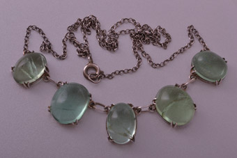Silver Vintage Necklace With Genuine Stones