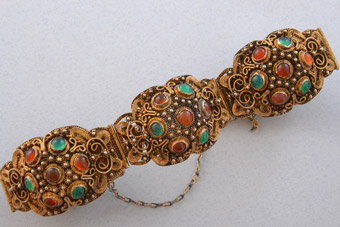 Oriental Bracelet With Carnelian And Chalcedony