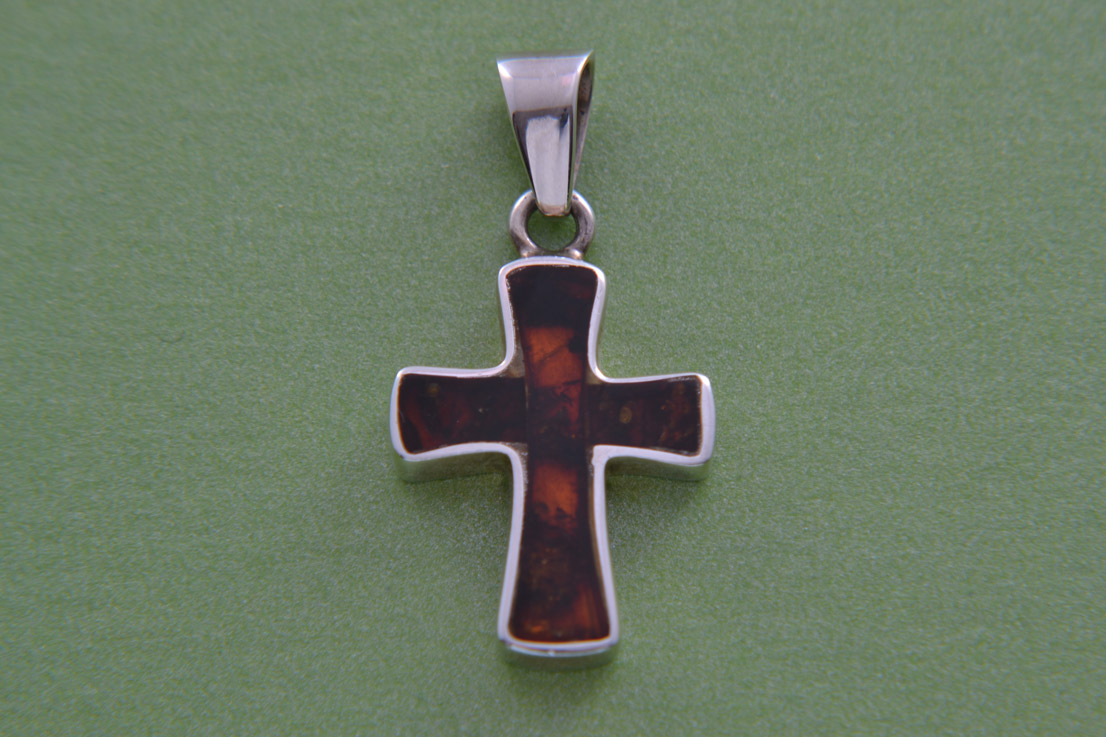 Silver And Amber Modern Cross