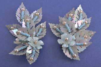 1950's Clip On Earrings With Sequins And Beads