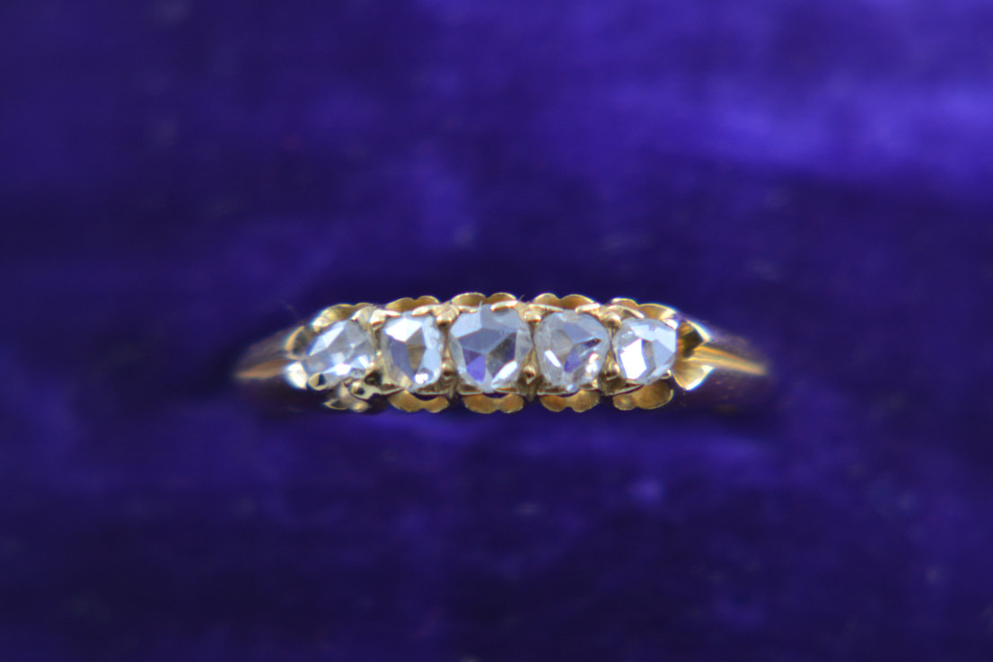 Gold Victorian Gypsy-Style Ring With Diamonds