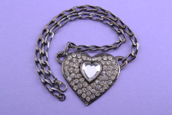 Heart Necklace With White Paste