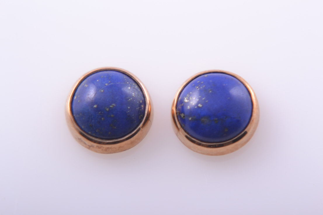 Rose Gold Modern Stud Earrings With Lapis Lazuli