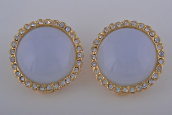 1980's Clip On Earrings With Glass And Diamanté