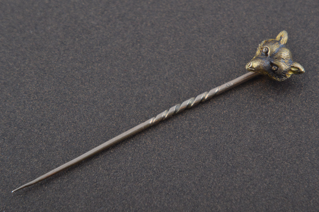 15ct Yellow Gold Victorian Fox Head Stick Pin