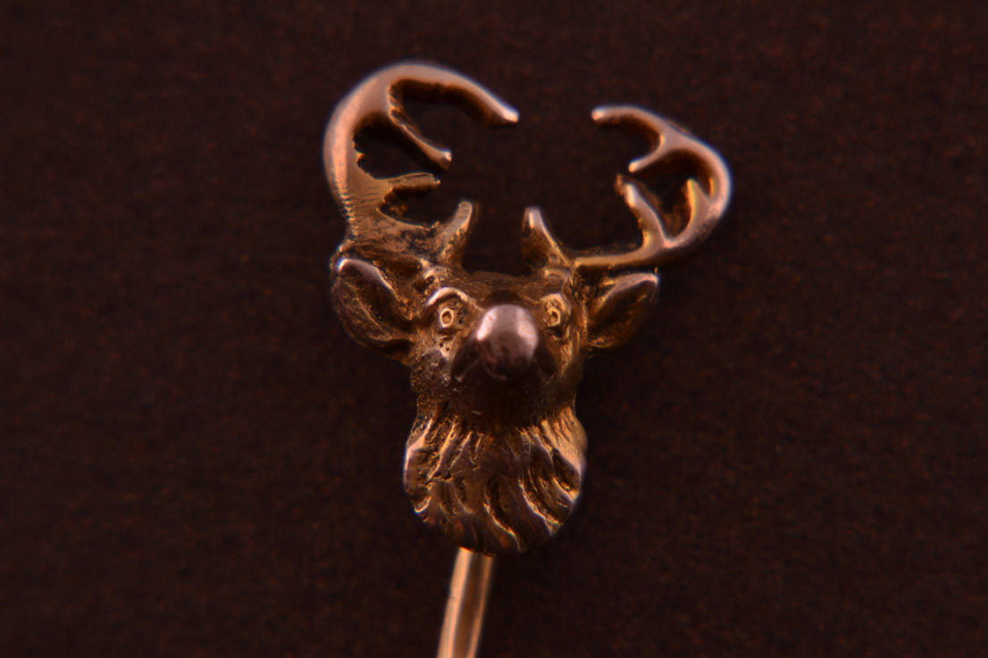 9ct Gold Victorian Reindeer Head Stick Pin