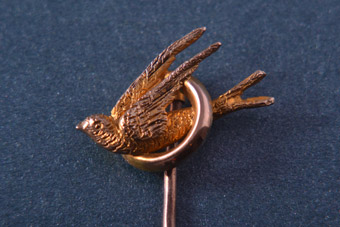 9ct Yellow Gold Victorian Bird Stick Pin With Engraving
