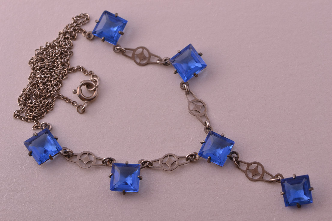Crystal Cornflower Blue Czechoslovakian Necklace