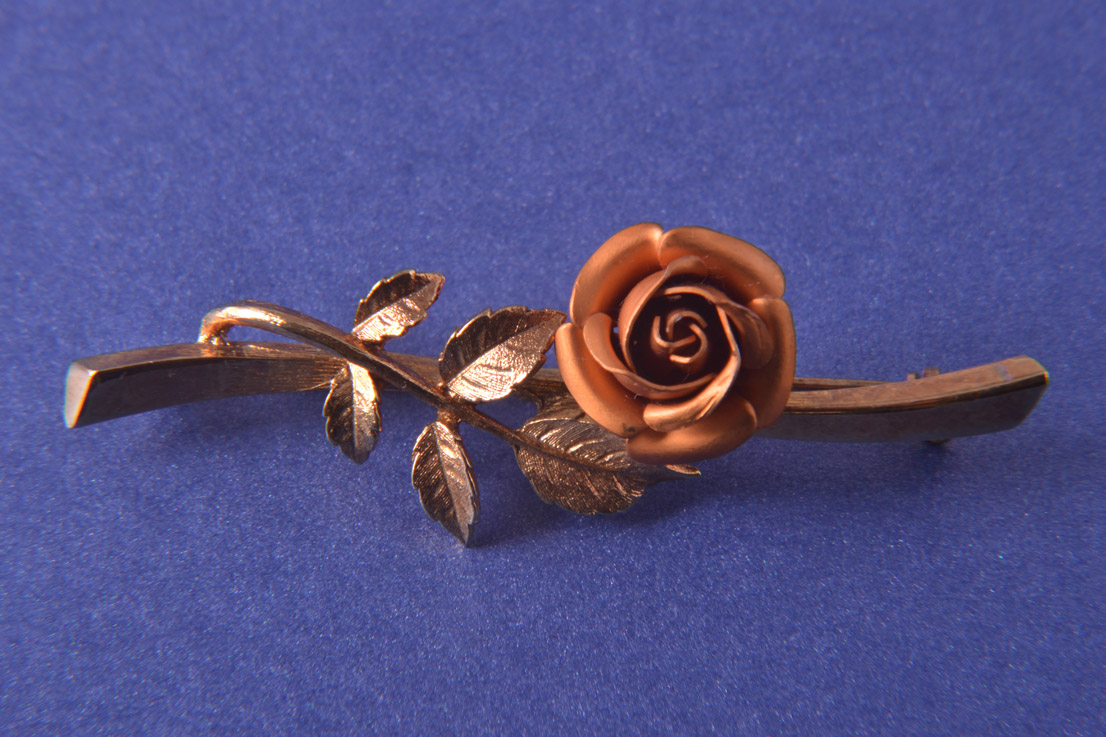 Gilt Vintage Two-Tone Rose Brooch