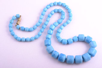 Necklace With Faux Turquoise Glass Beads