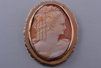 9ct Rose Gold Vintage Brooch With Shell Cameo