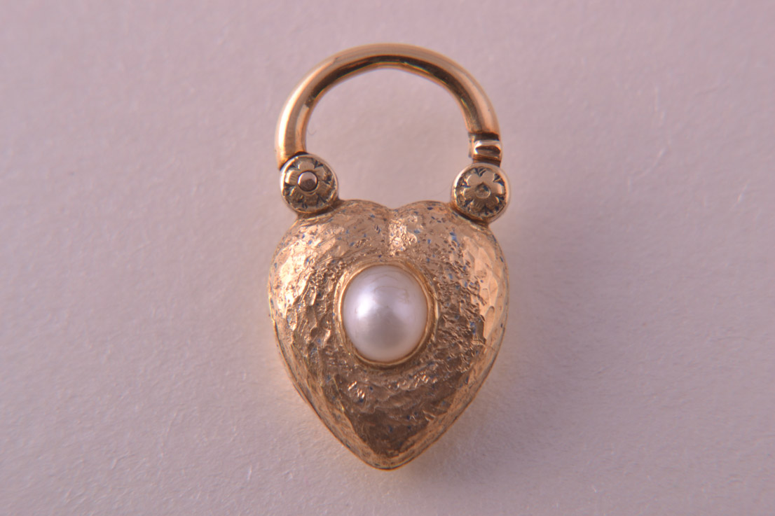 Gold Victorian Padlock Locket With A Pearl