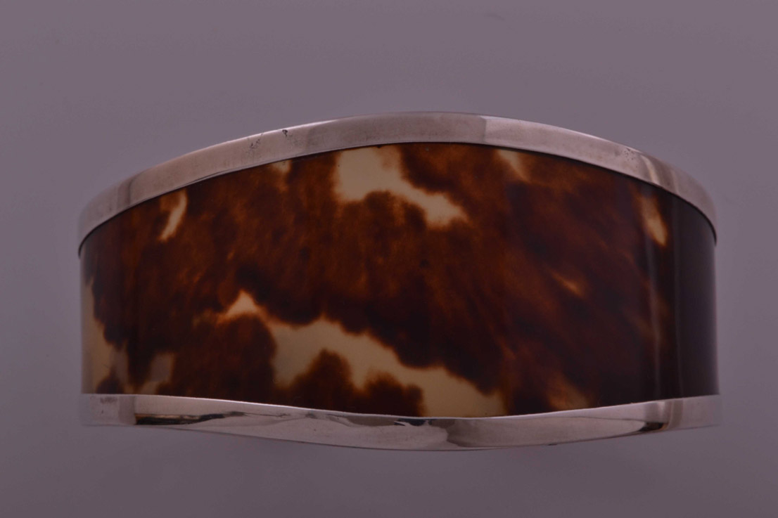 Silver Bangle With Tortoise Shell