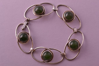 Retro Silver Bracelet With Semi Precious Stones